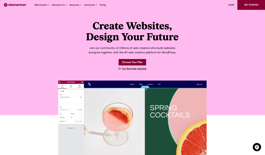 Elementor Pagebuilder Website Screenshot