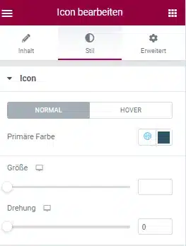 Elementor Widget Icon bearbeiten