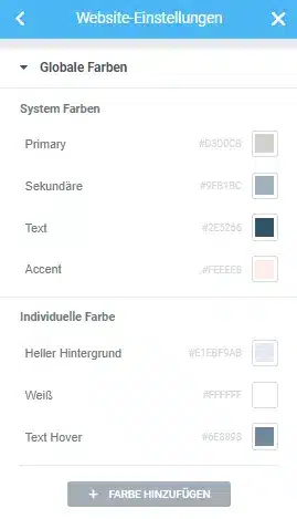 Elementor globale Farben definieren