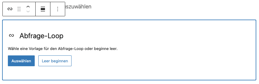 Screenshot des Abfrage Loops in Gutenberg