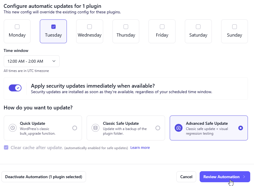In WP Umbrella automatische Updates konfigurieren
