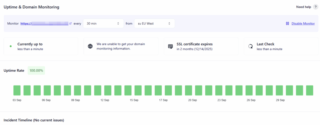 Uptime Monitoring in WP Umbrella